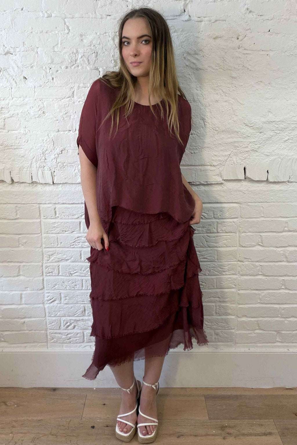 Kleid mit Seiden-Overlay