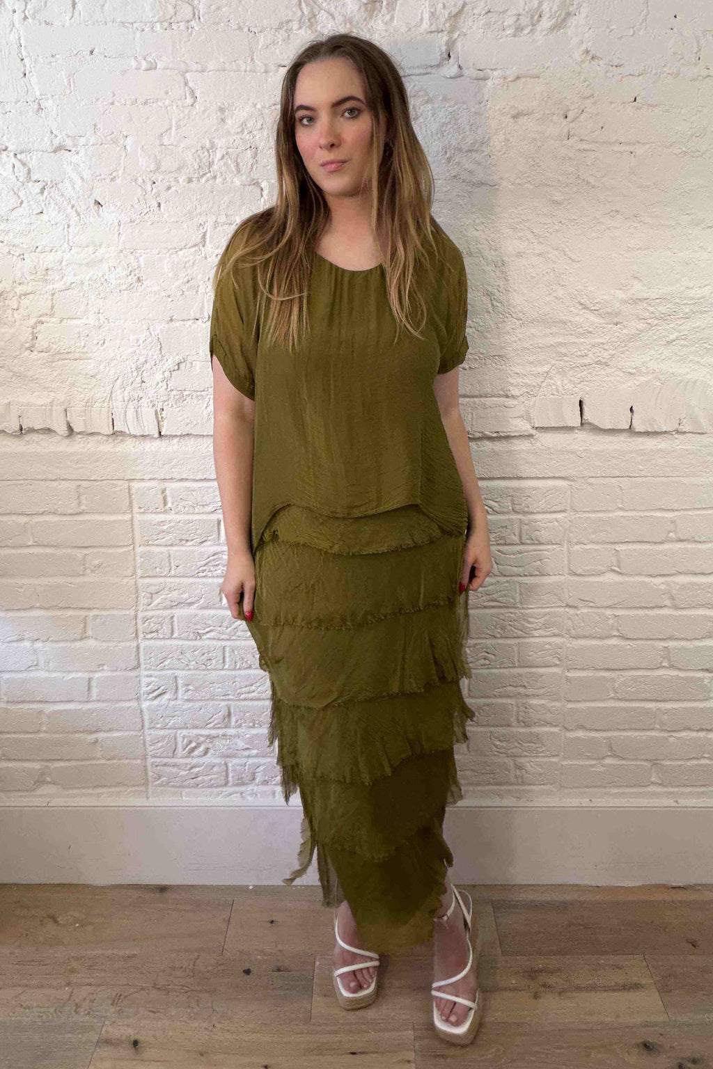 Kleid mit Seiden-Overlay