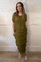 Kleid mit Seiden-Overlay