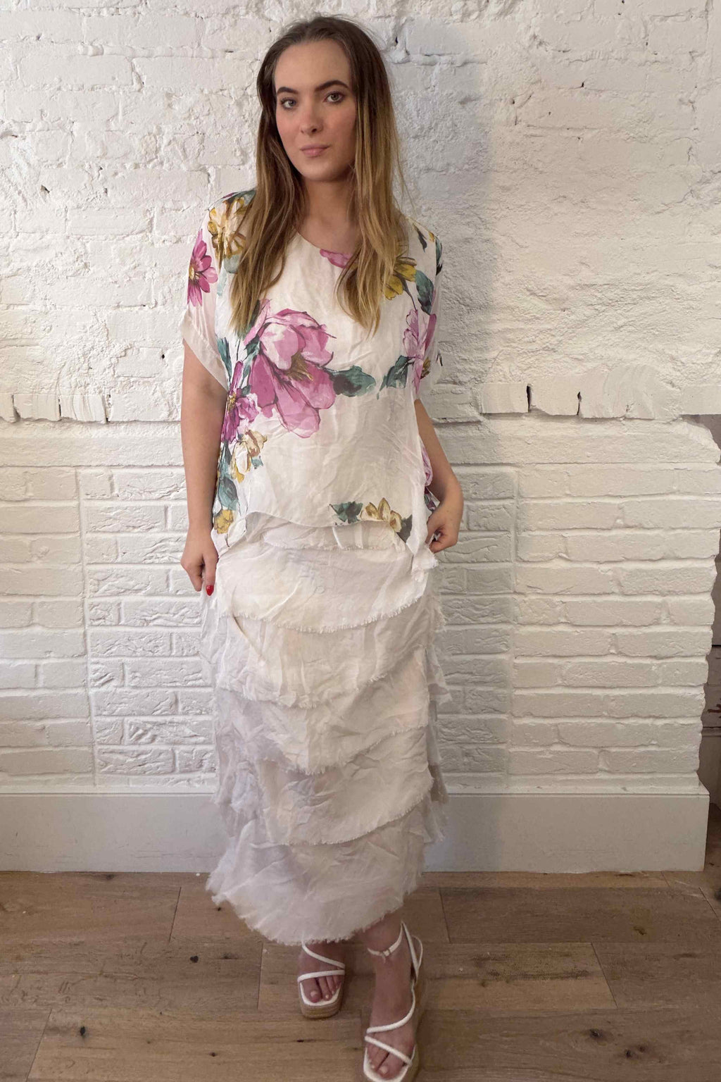 Floral Silk Overlay Dress
