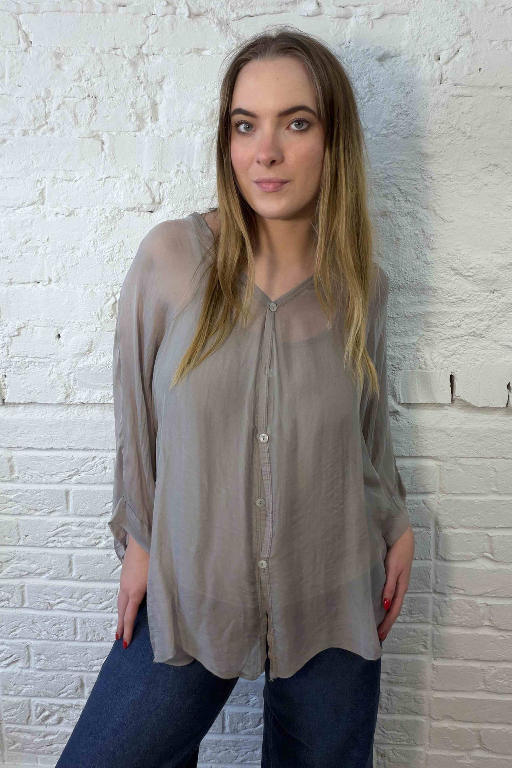 Zweiteilige Seidenbluse