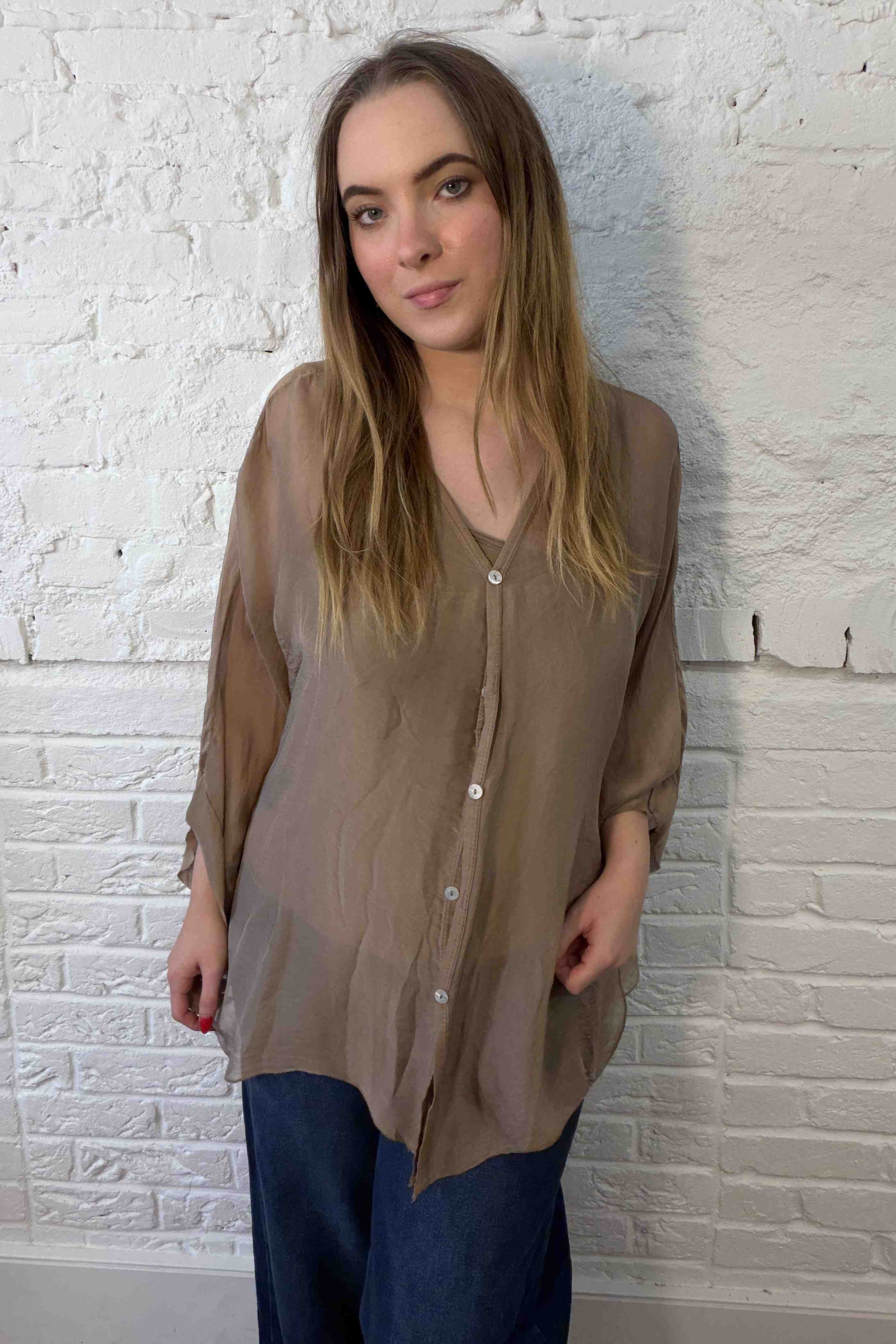 Zweiteilige Seidenbluse