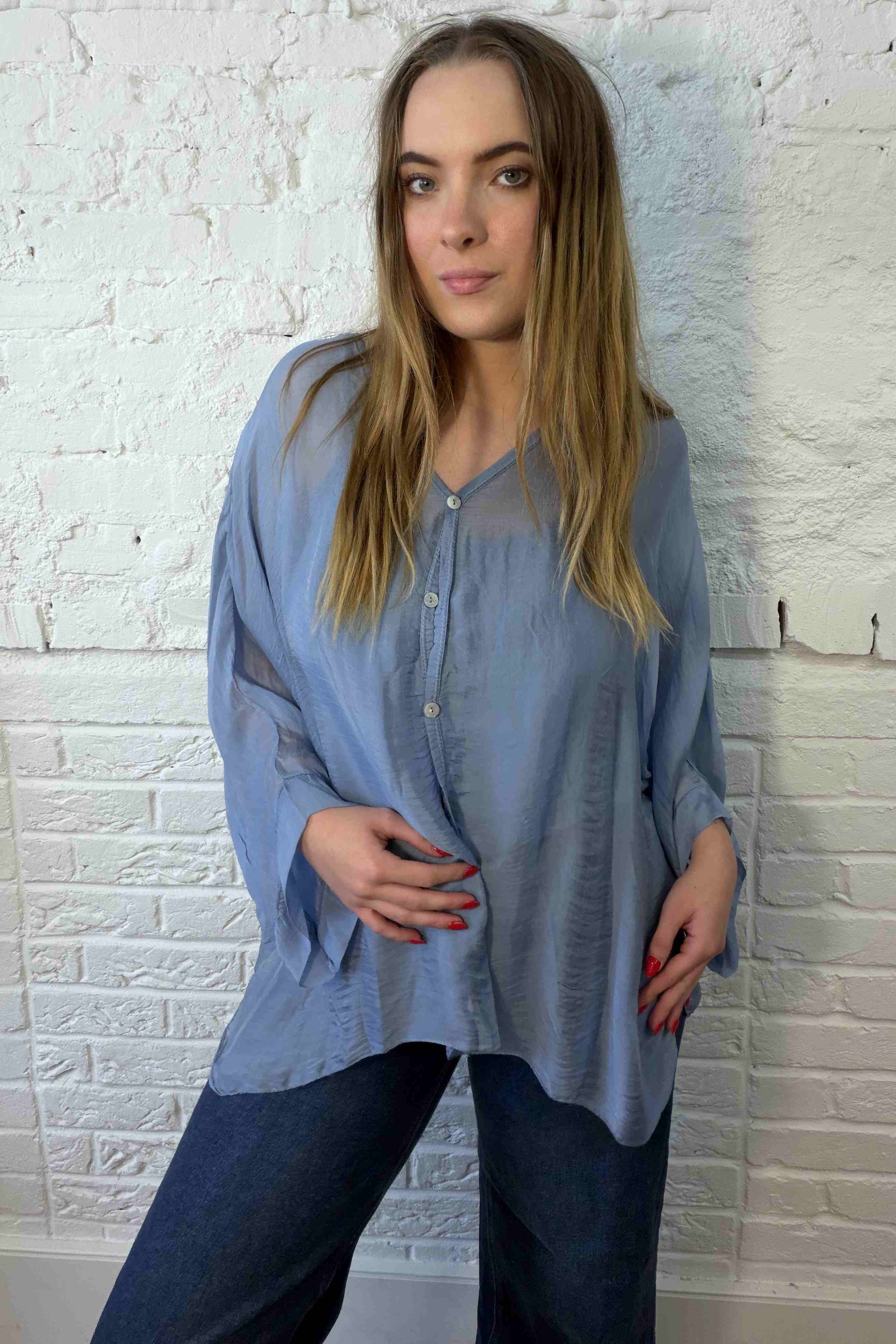 Zweiteilige Seidenbluse