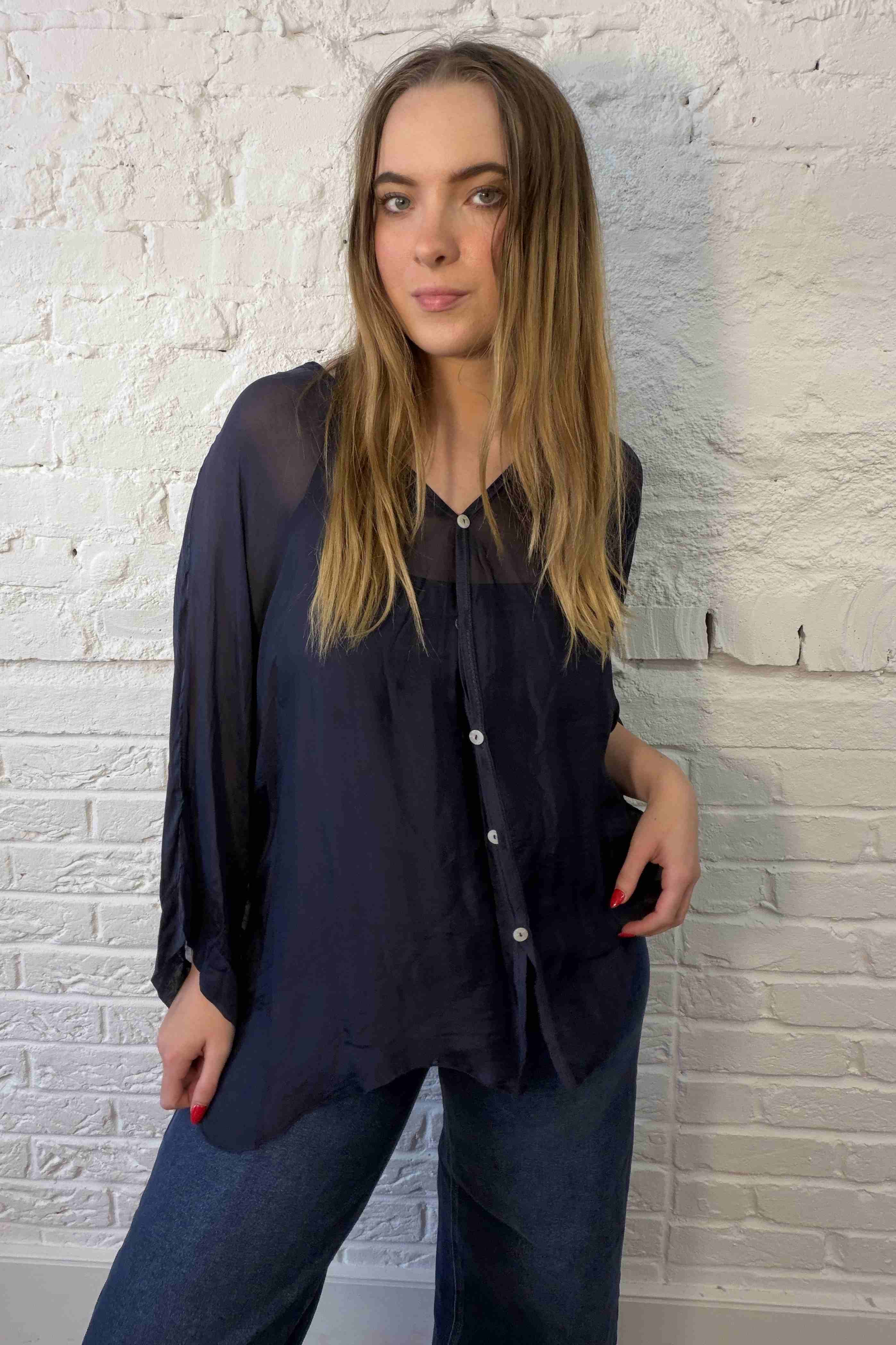 Zweiteilige Seidenbluse