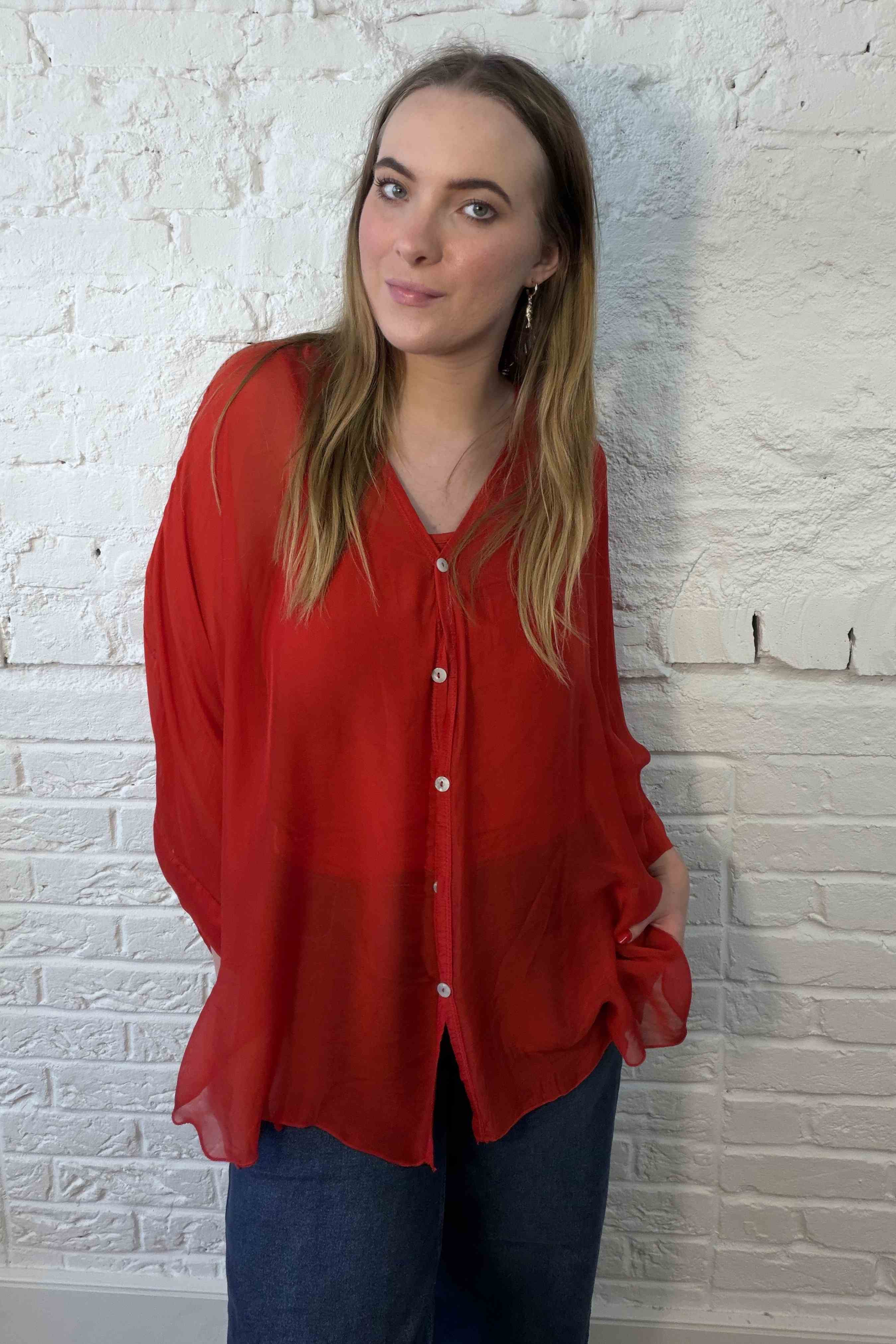 Zweiteilige Seidenbluse