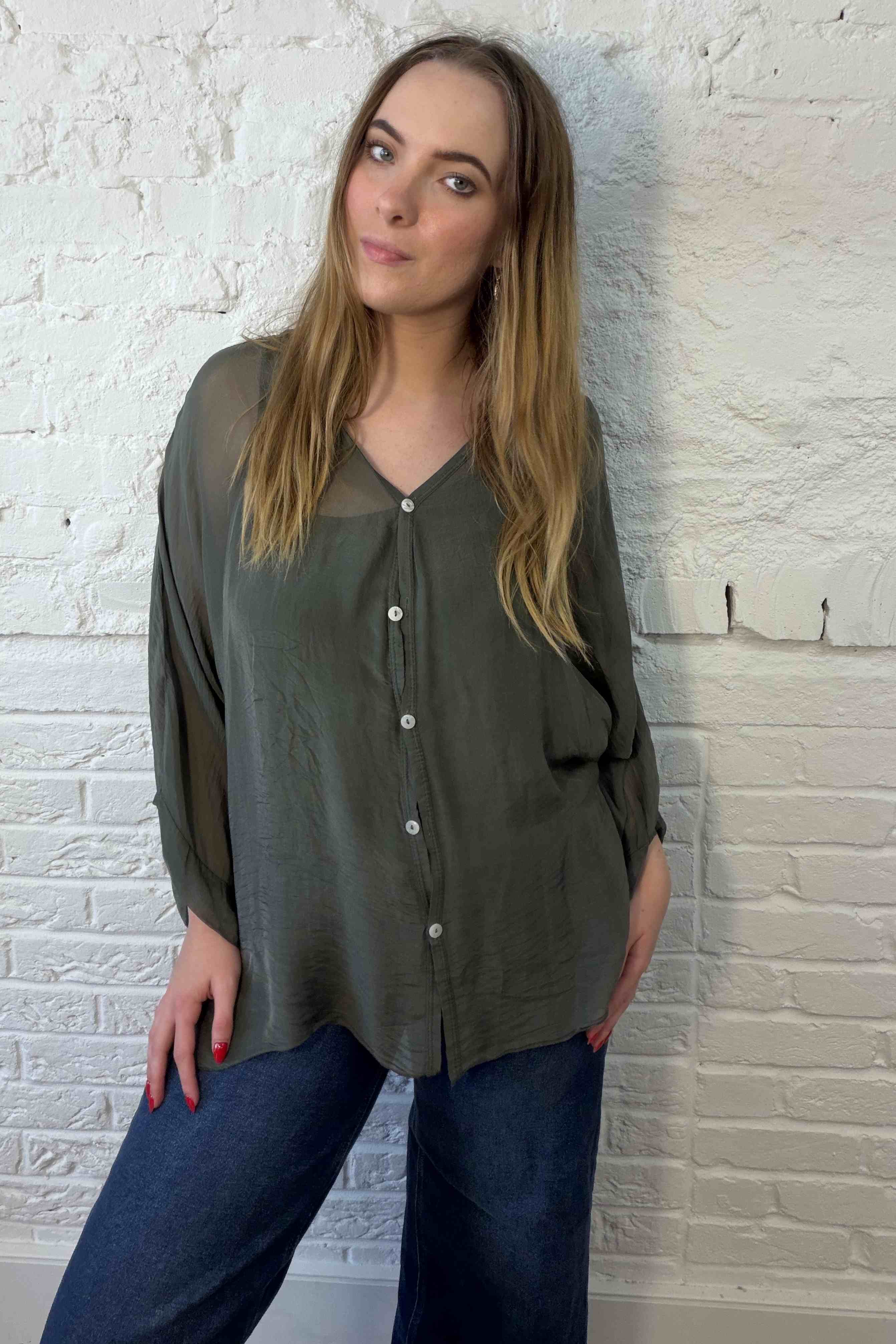 Zweiteilige Seidenbluse