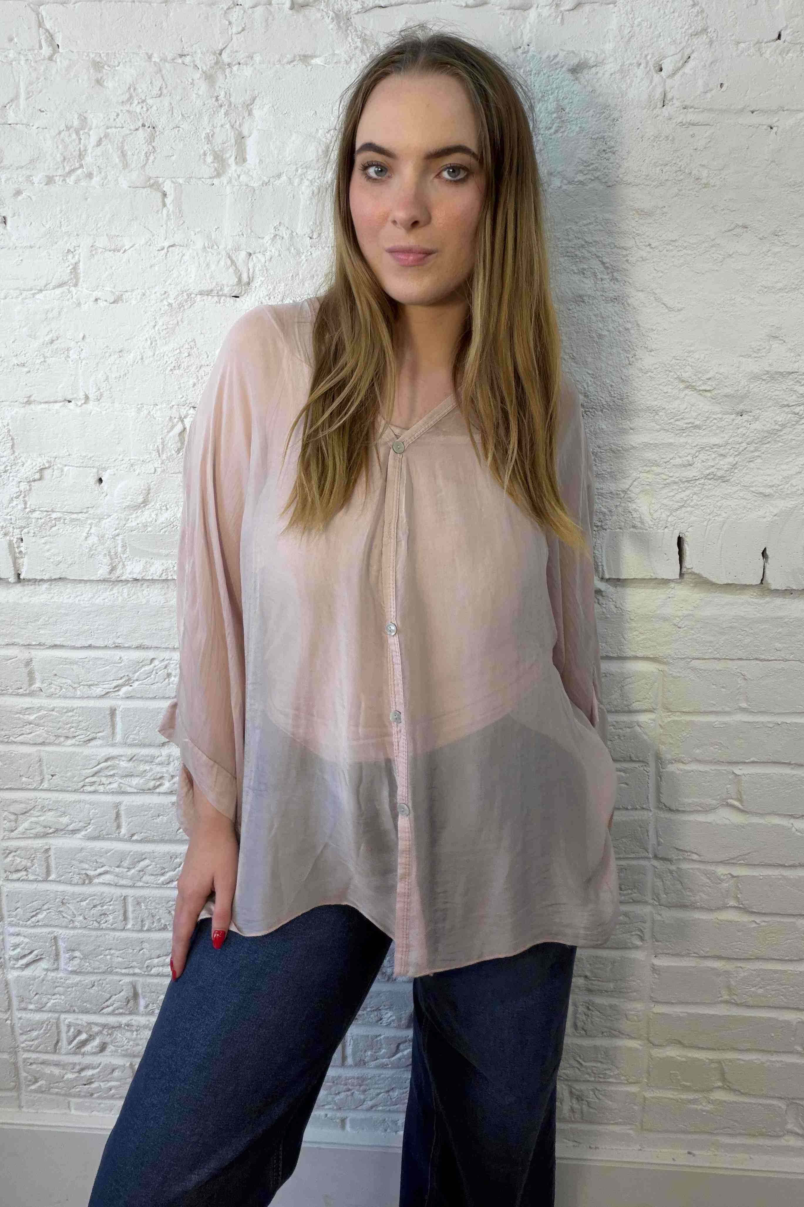 Zweiteilige Seidenbluse