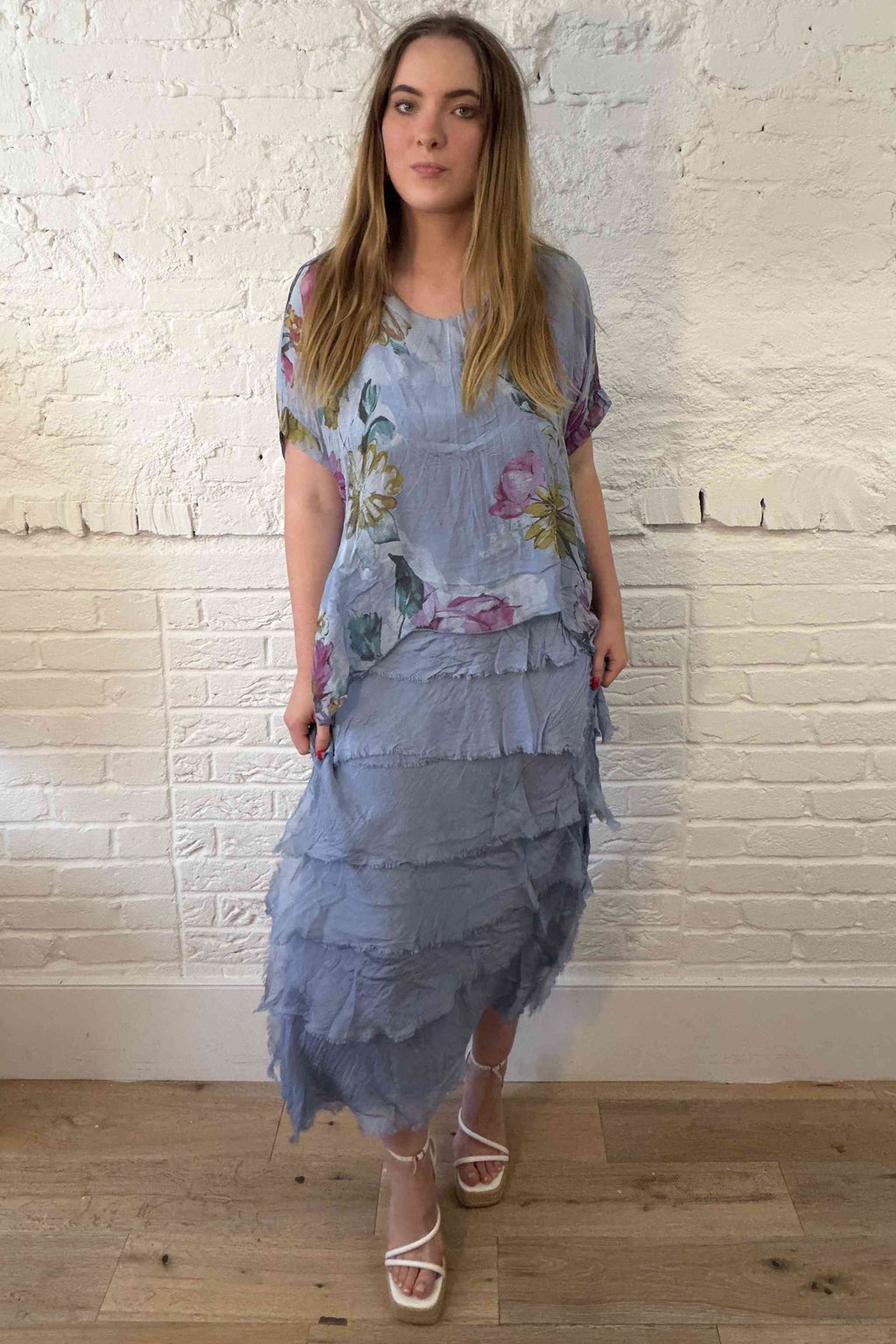 Floral Silk Overlay Dress