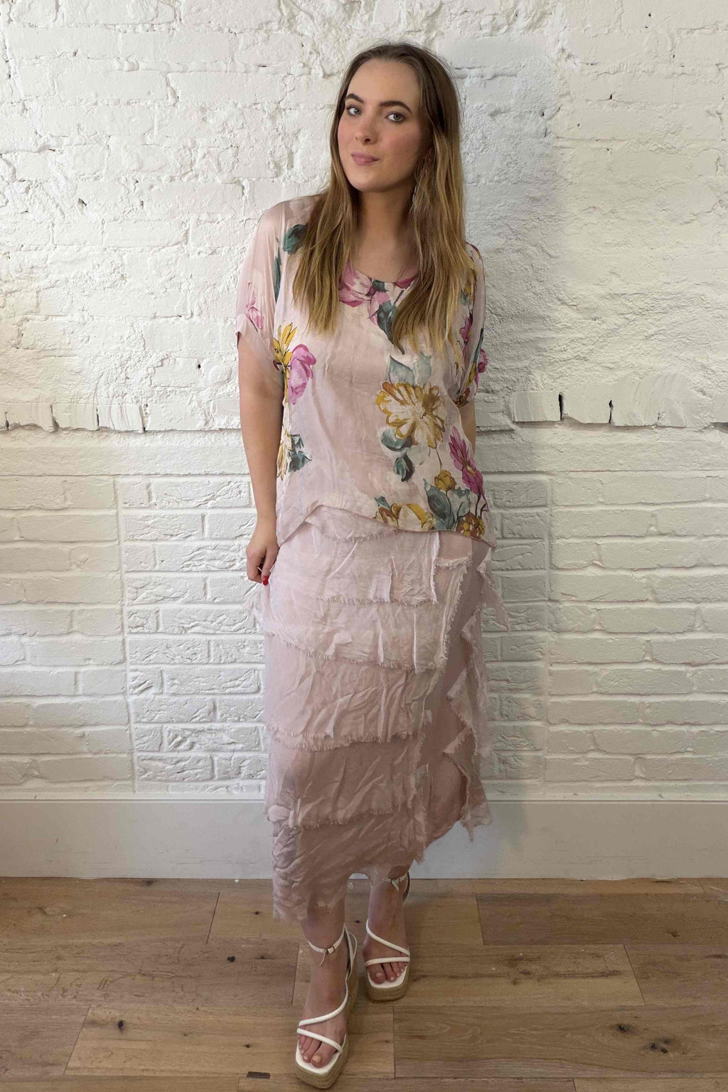 Floral Silk Overlay Dress