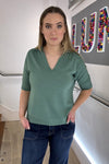 Short Sleeve Collared Fine Knit