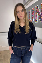 Balloon Sleeve V Neck Jumper