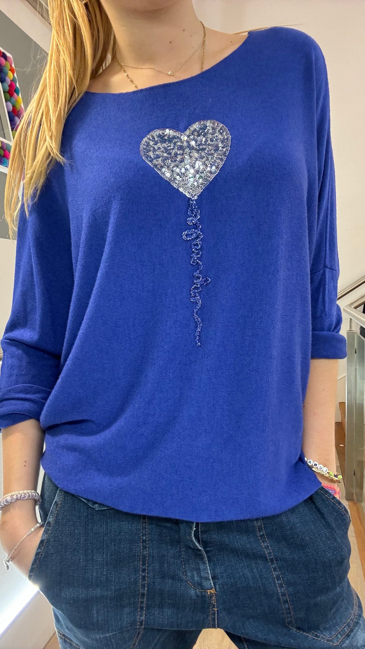 Sequin Balloon Heart Top