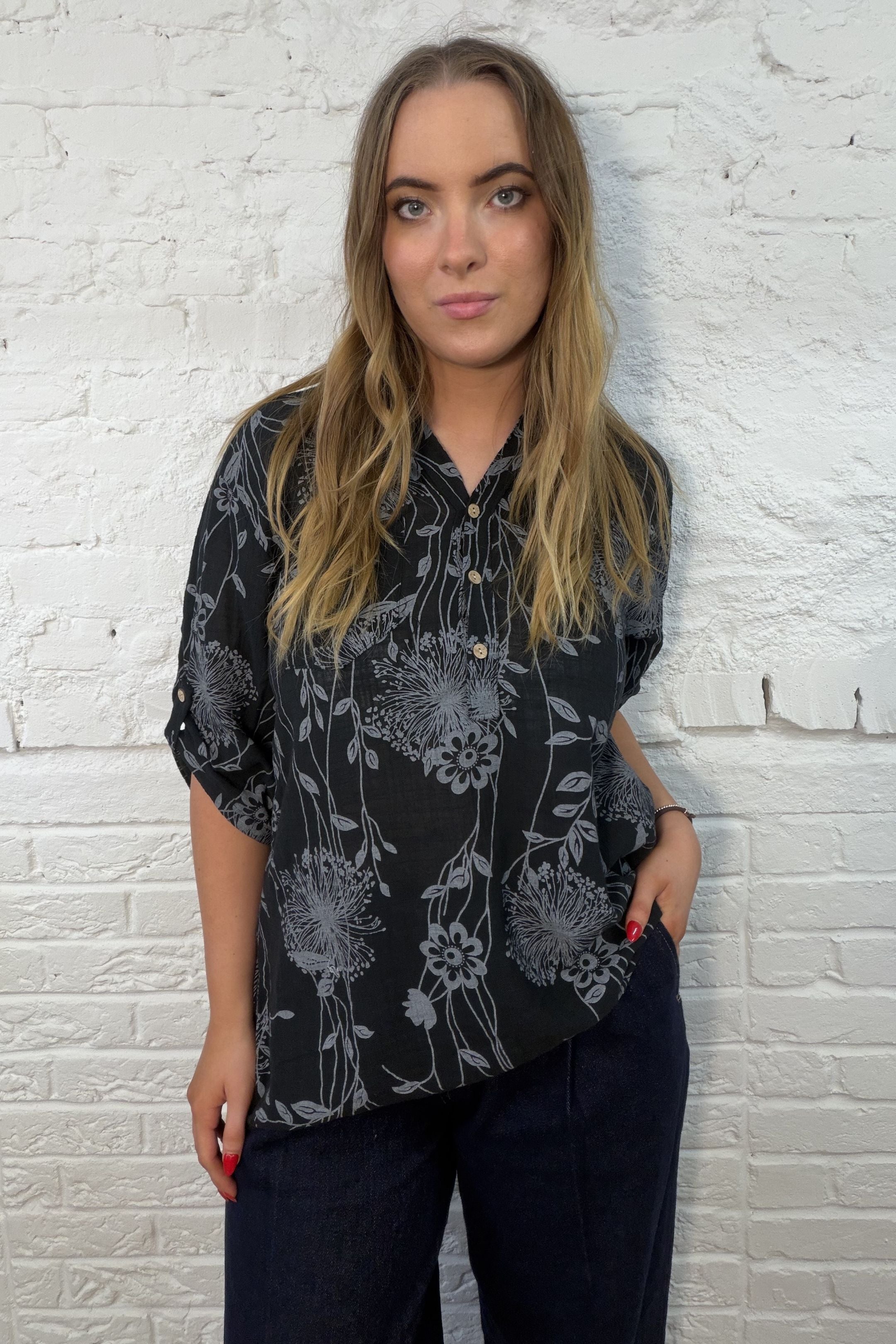 Dandelion Dream Roll-Sleeve Top