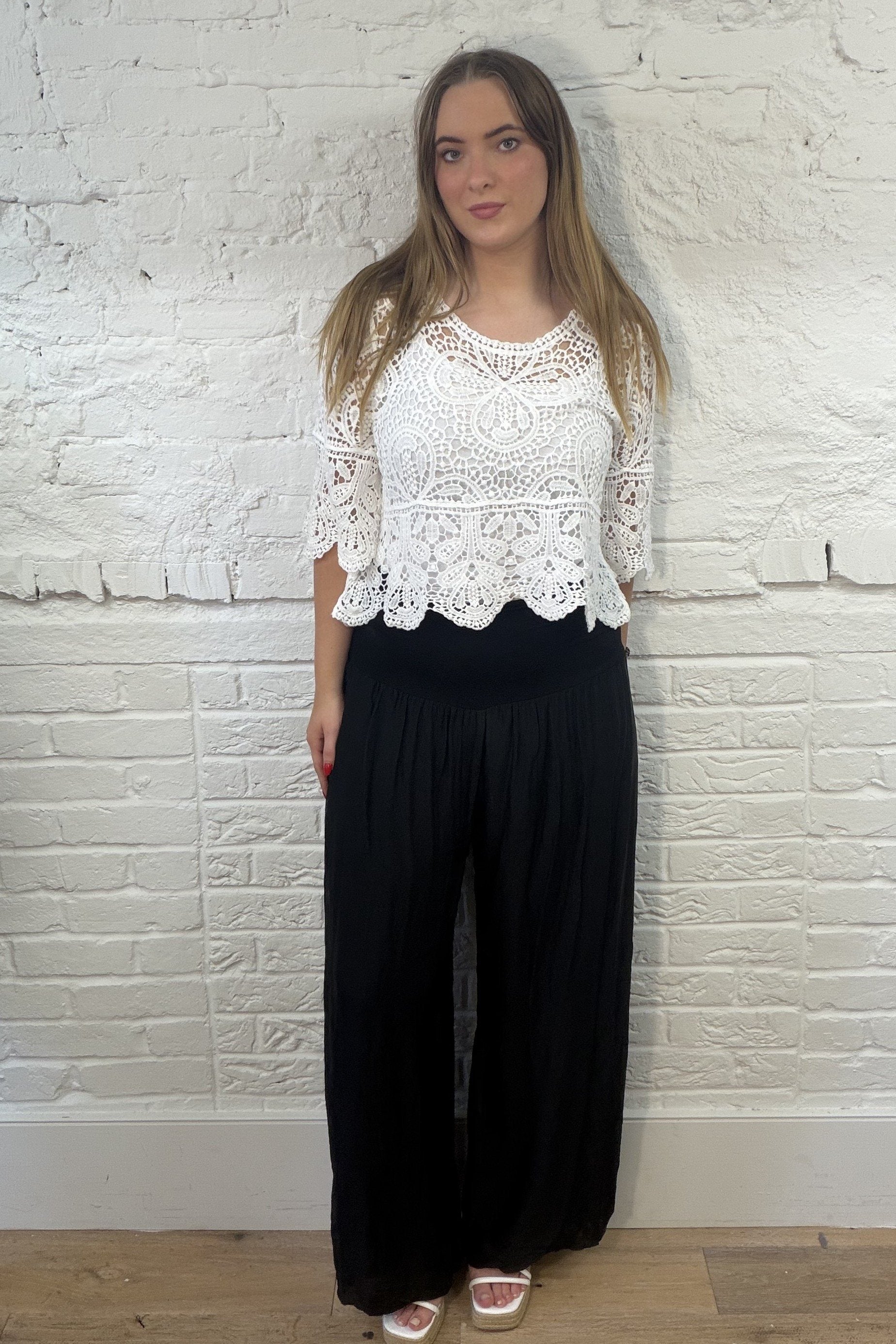 Silk Waistband Trousers Plus