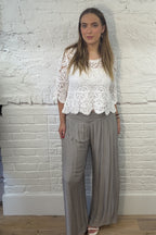 Silk Waistband Trousers Plus