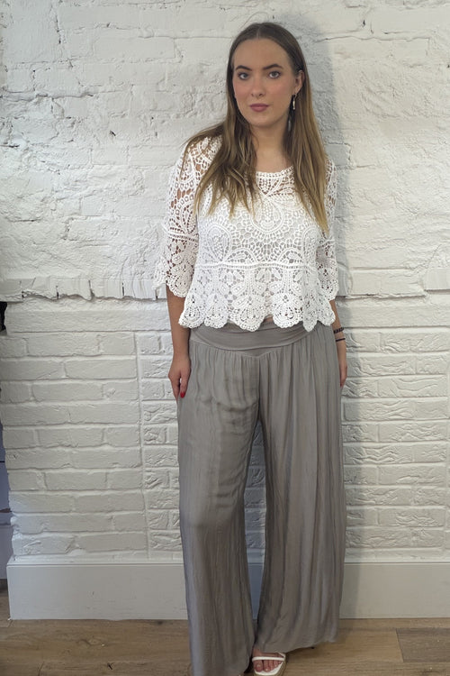 Silk Waistband Trousers Plus