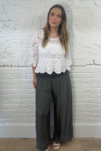 Silk Waistband Trousers Plus