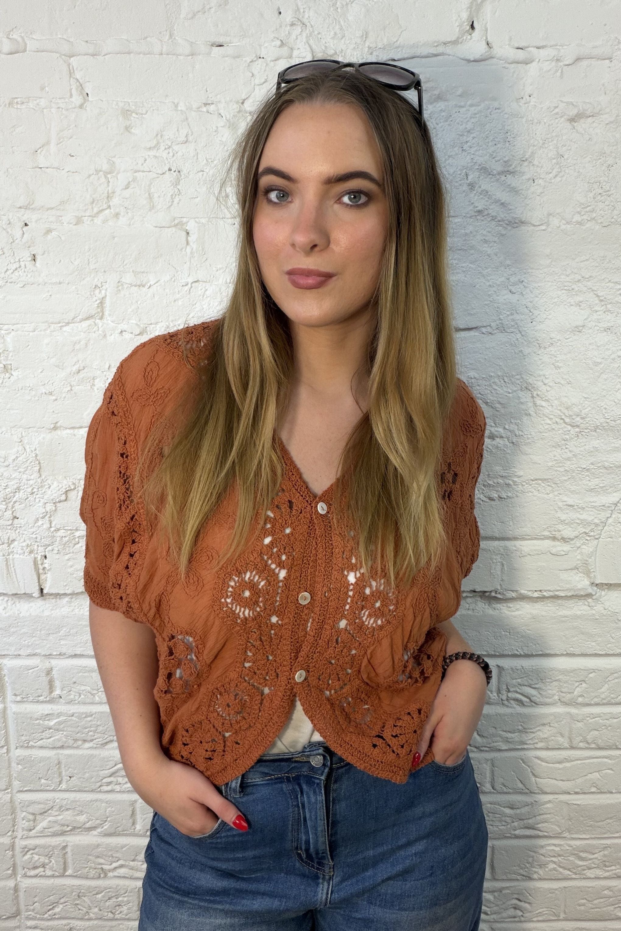 The Nell Embroidery Cotton Crochet Top