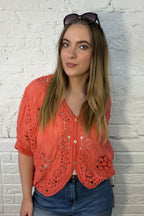 The Nell Embroidery Cotton Crochet Top