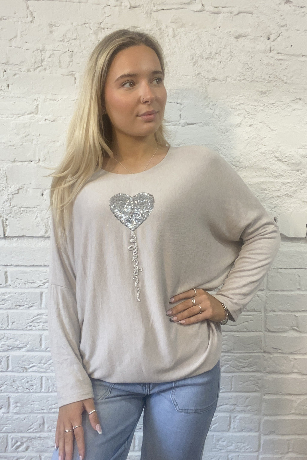 Sequin Balloon Heart Top