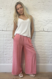 Cotton & Linen Mix Wide Leg Trousers