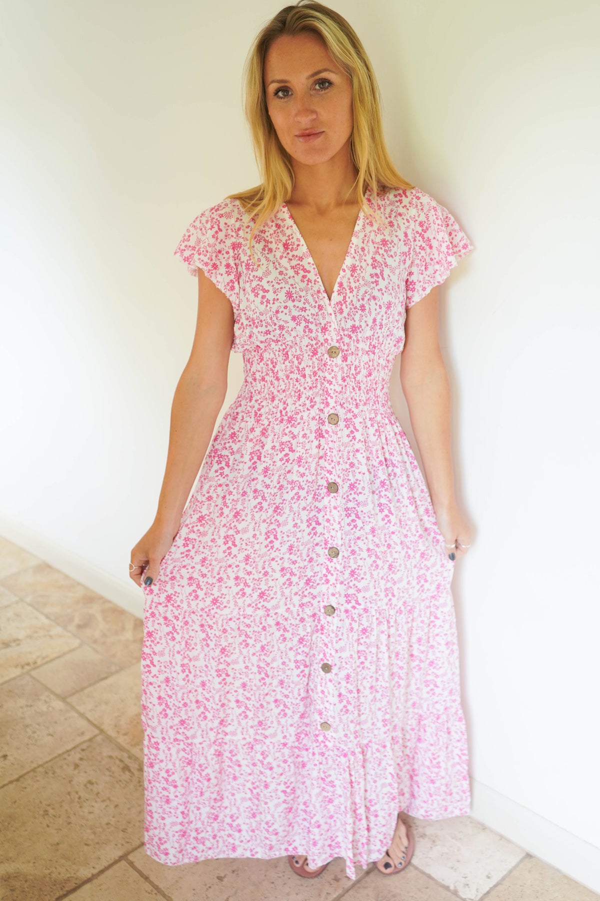 Floral Button Maxi Dress