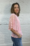 Embroidered Angel Sleeve Top