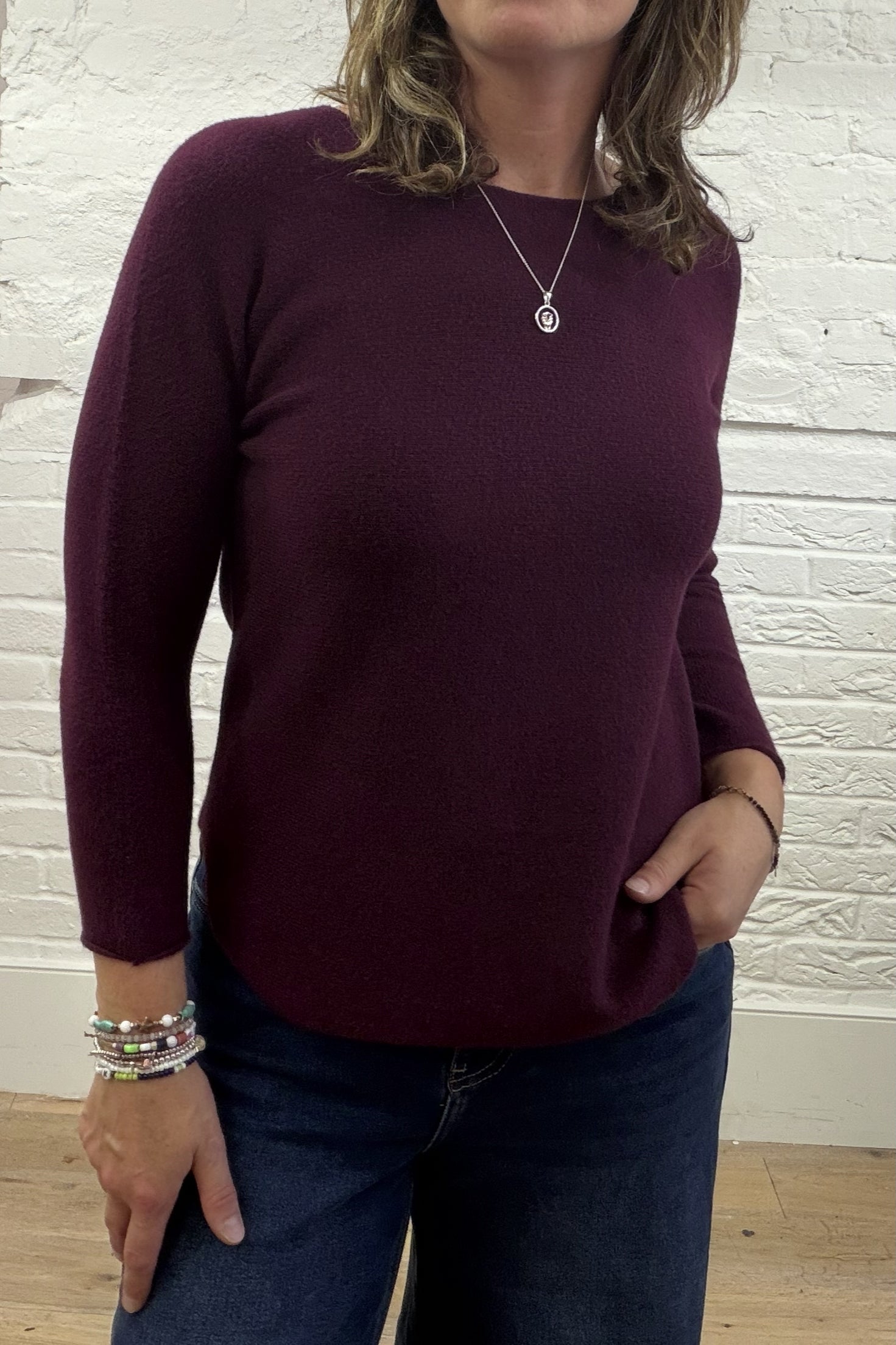 Phoebe Curved Hem Round Neck