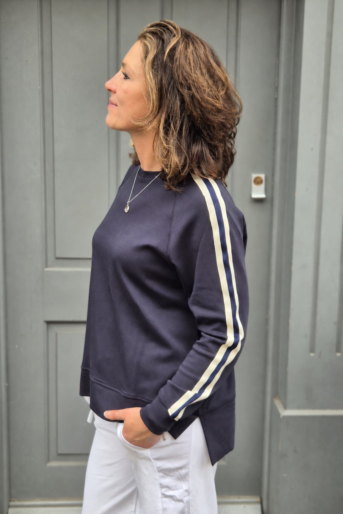 Portia Stripe Sleeve Sweatshirt