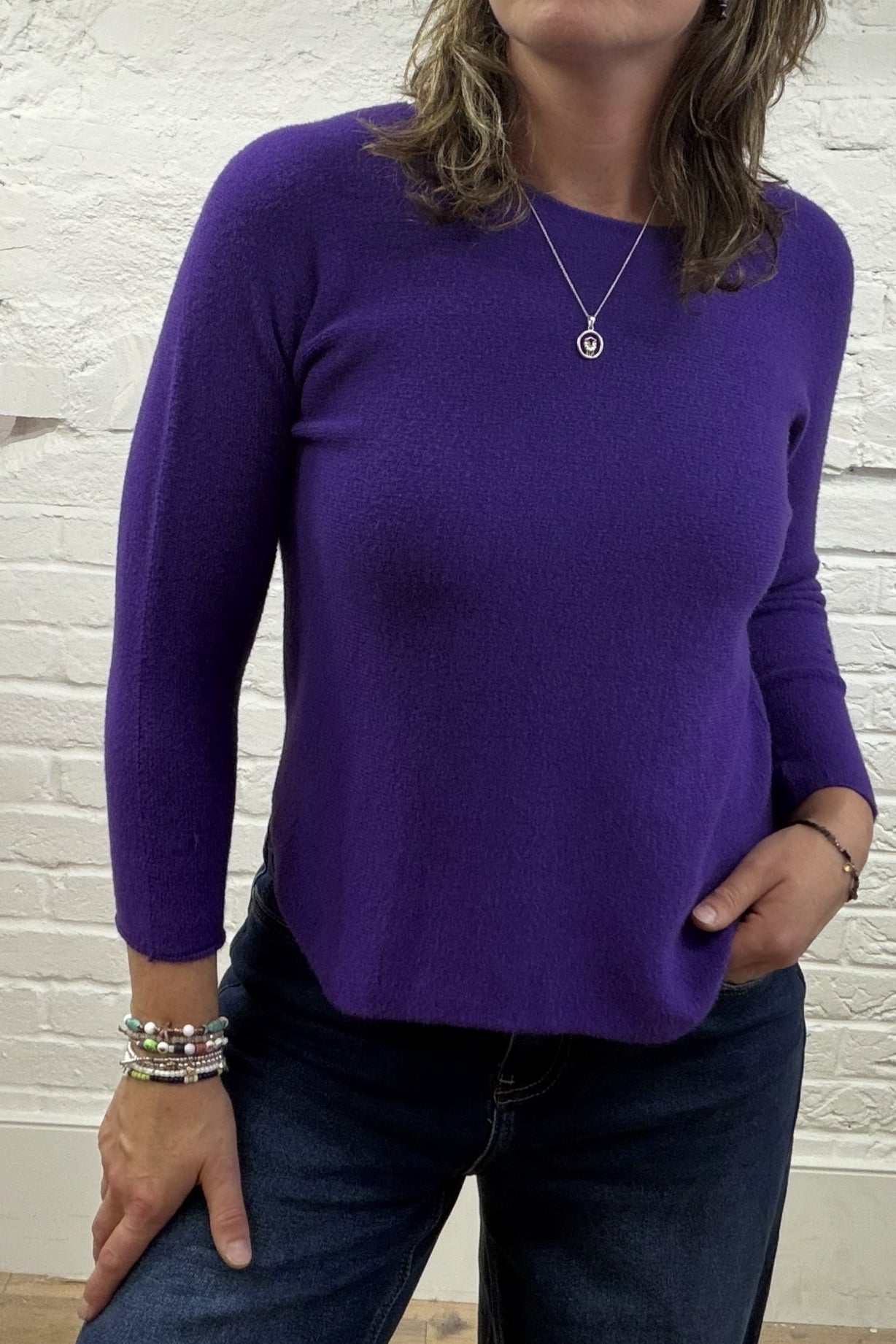 Phoebe Curved Hem Round Neck