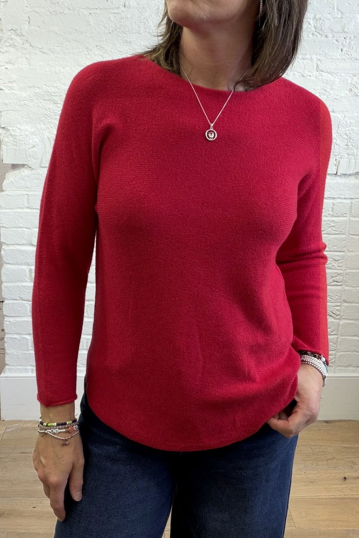 Phoebe Curved Hem Round Neck