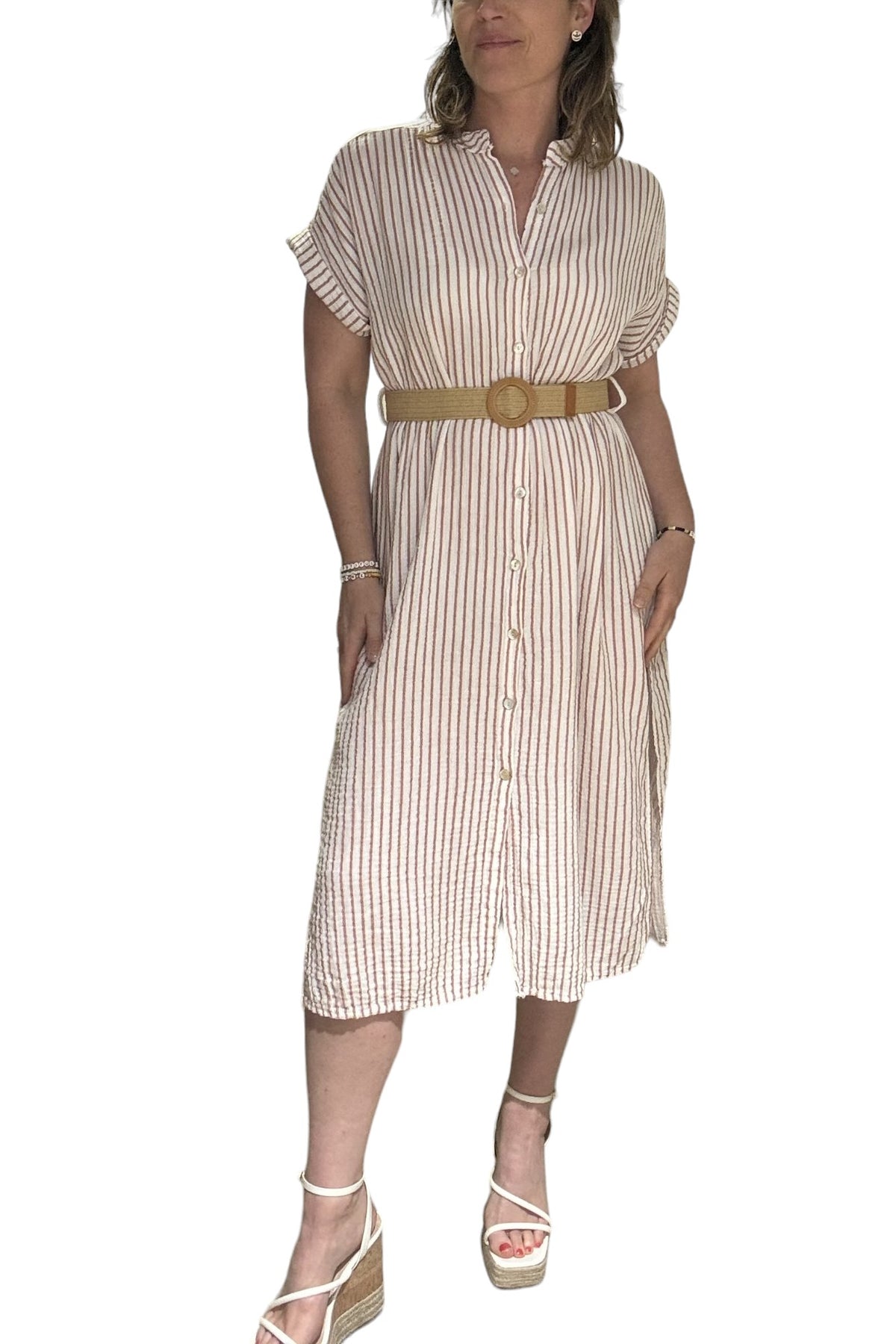 Striped Cotton Gauze Dress