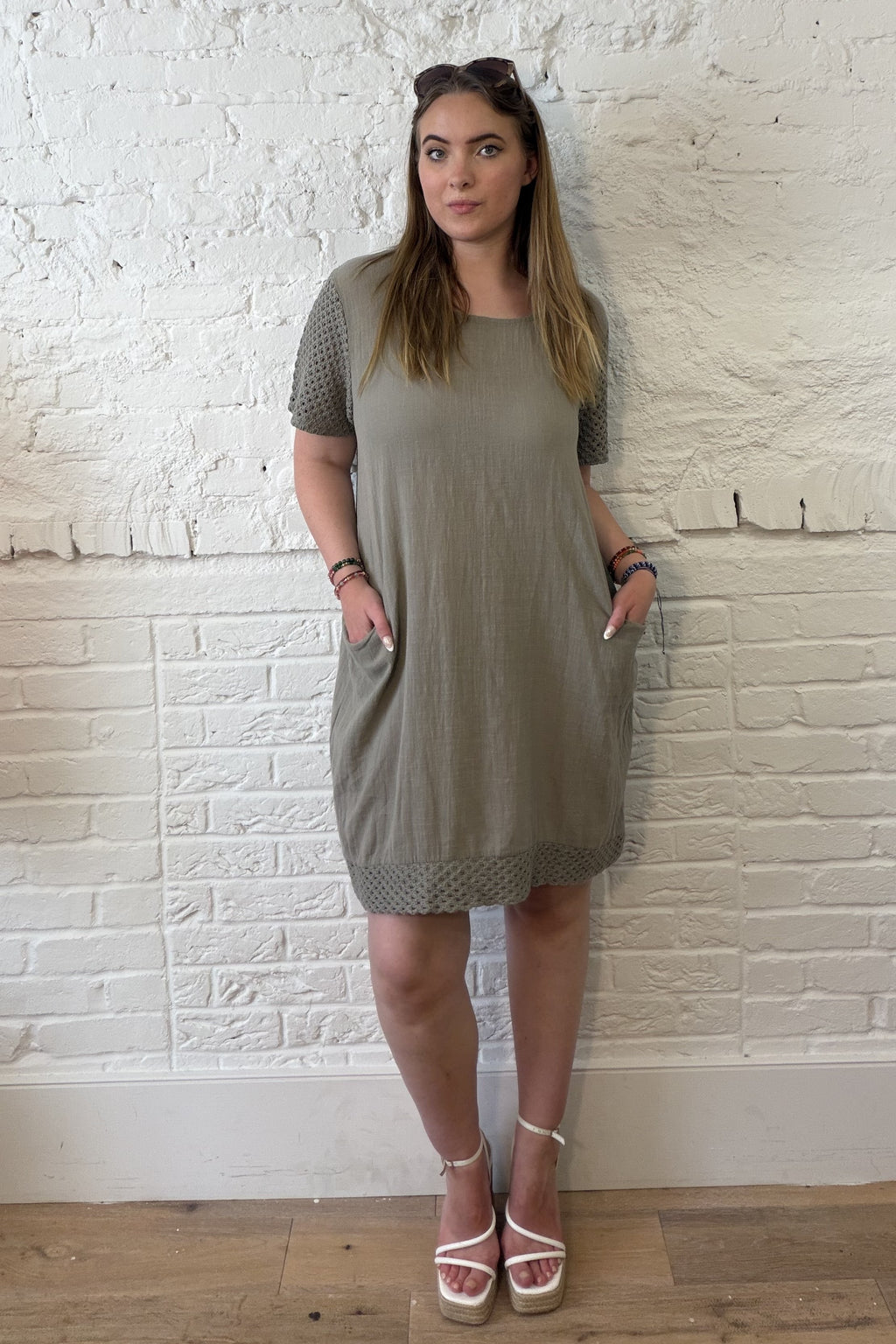 Fiorella Crochet-Trim Pocket Dress