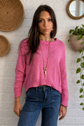 Taylor Curved Hem Cotton Sweater