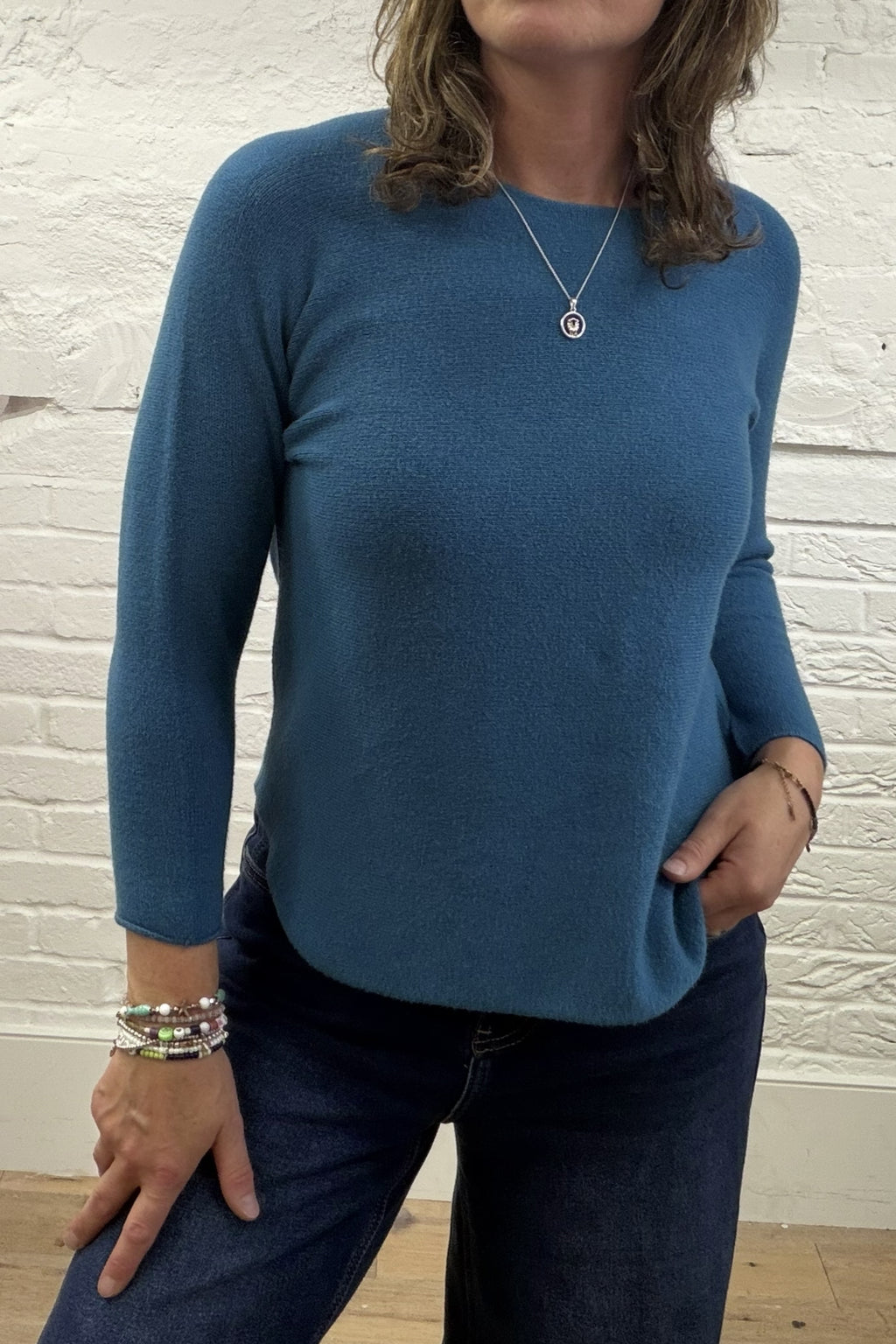 Phoebe Curved Hem Round Neck
