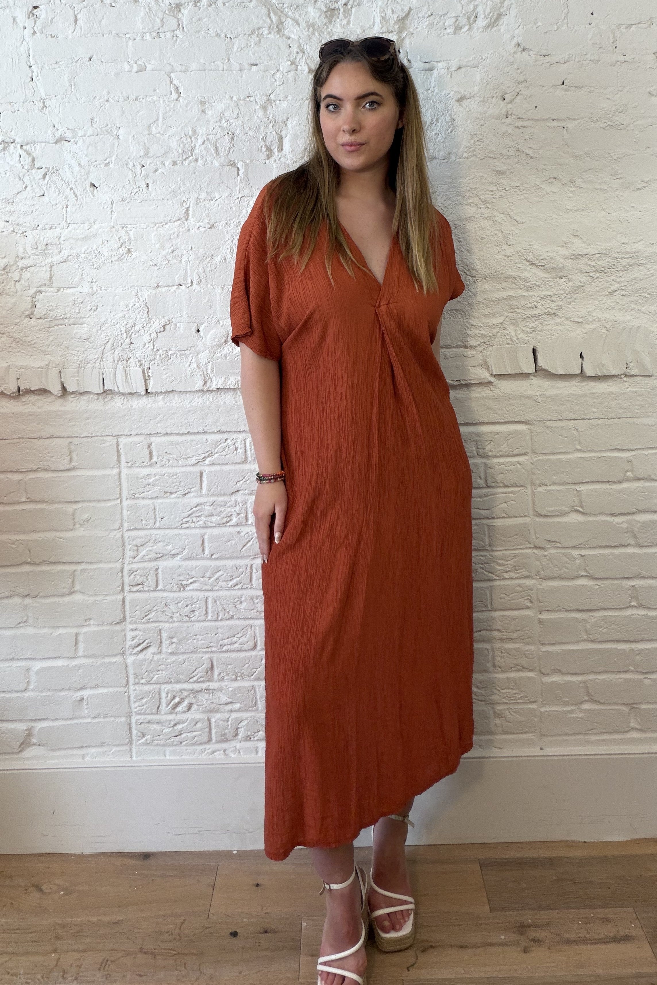 Aziza Crinkle Kaftan Dress