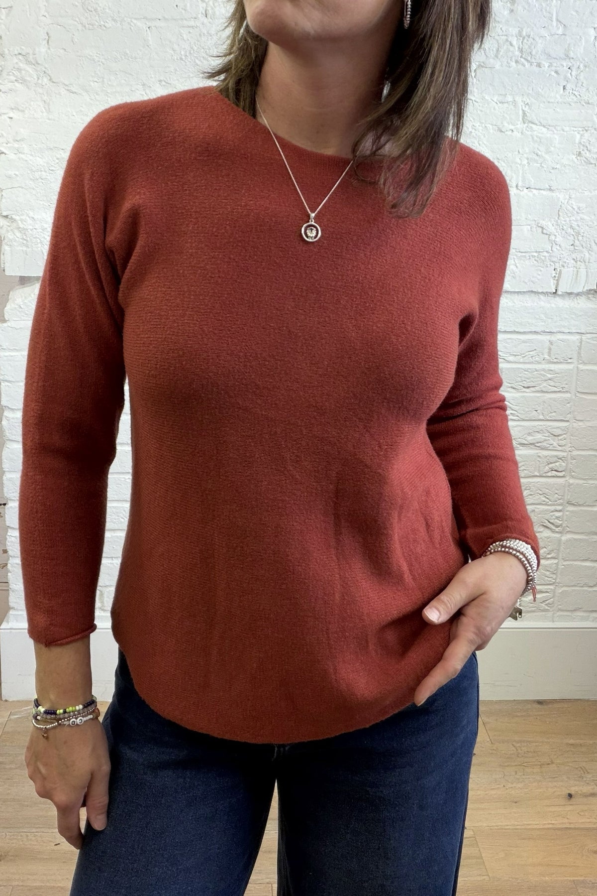 Phoebe Curved Hem Round Neck