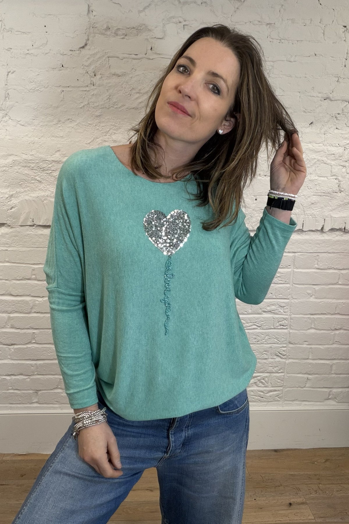 Sequin Balloon Heart Top