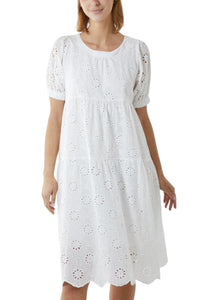 Broderie Tiered Shift Midi Dress