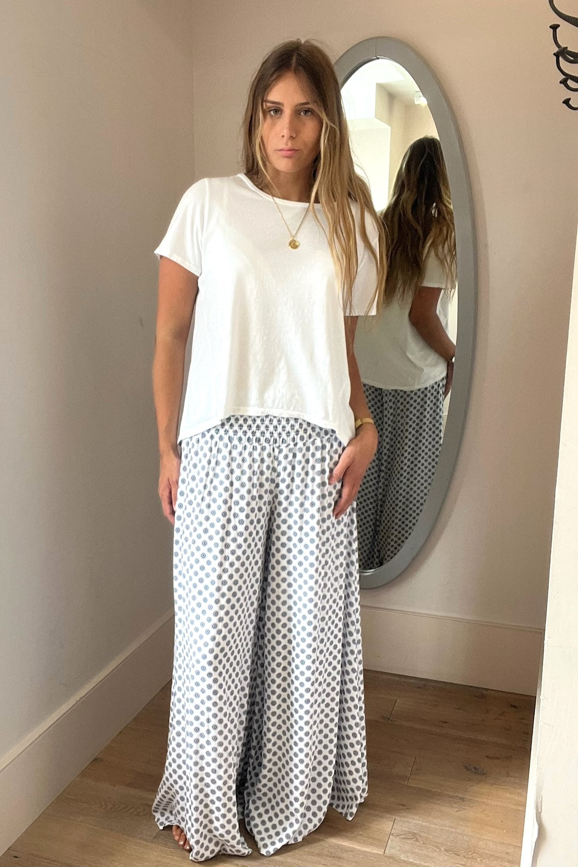 Circle Print Wide Leg Trouser