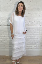 Kleid mit Seiden-Overlay