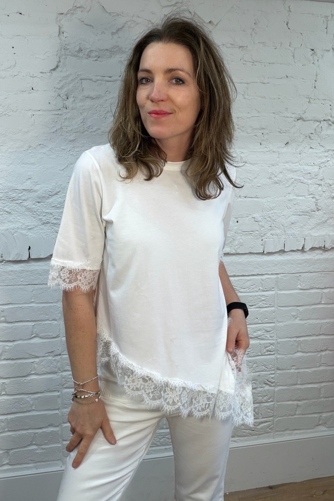 Remi Lace Trim Asymmetric Top