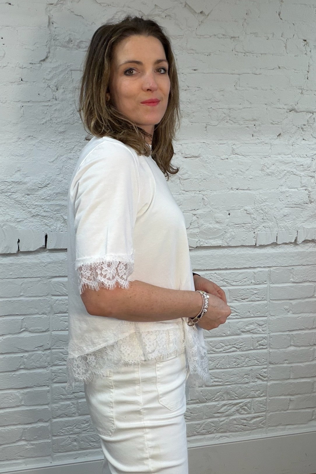 Remi Lace Trim Asymmetric Top