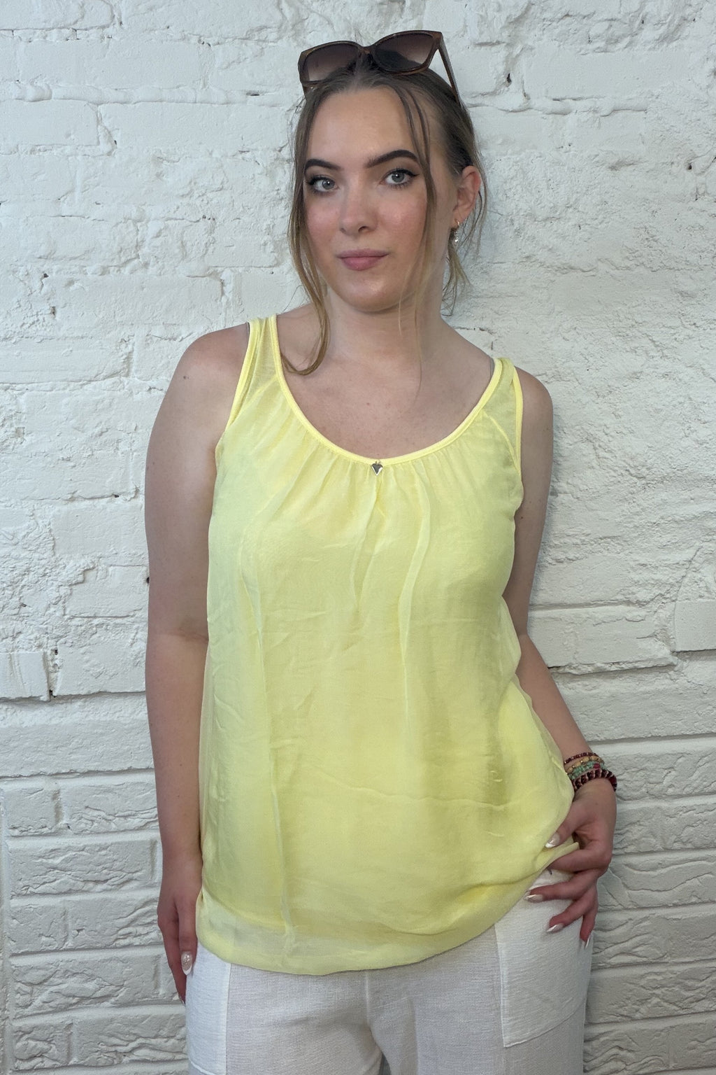Silk Vest Top with Silver Heart Charm