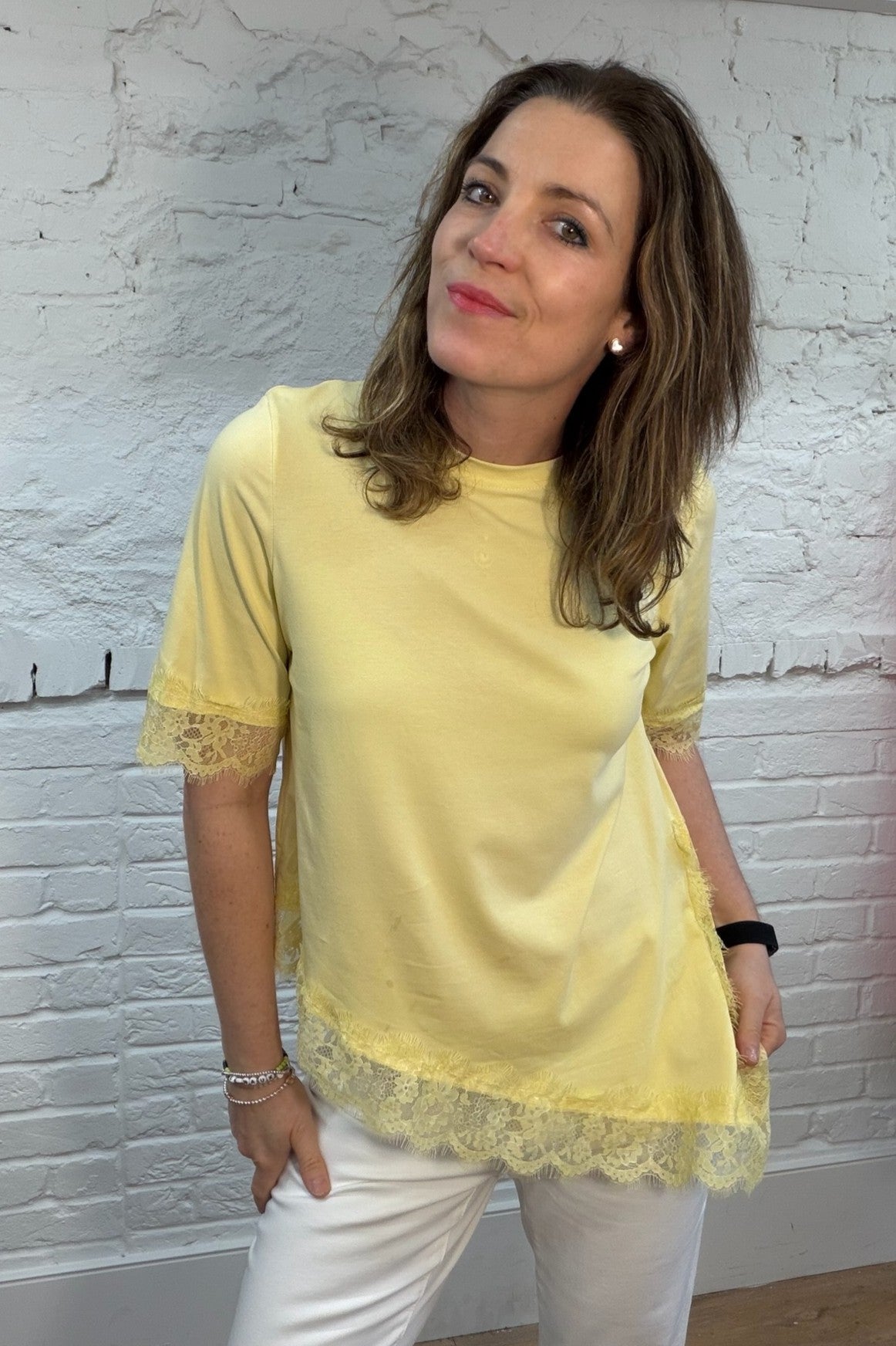 Remi Lace Trim Asymmetric Top