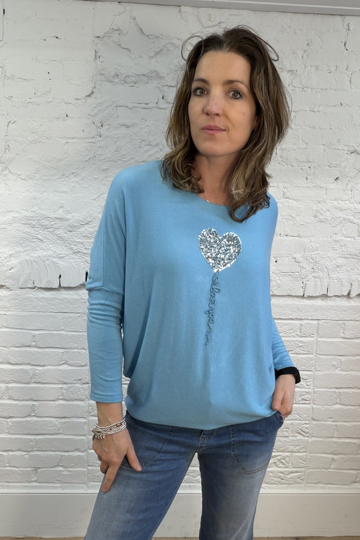 Sequin Balloon Heart Top