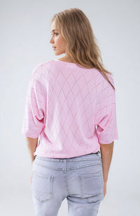 Argyle Pattern Short Sleeve Sweater