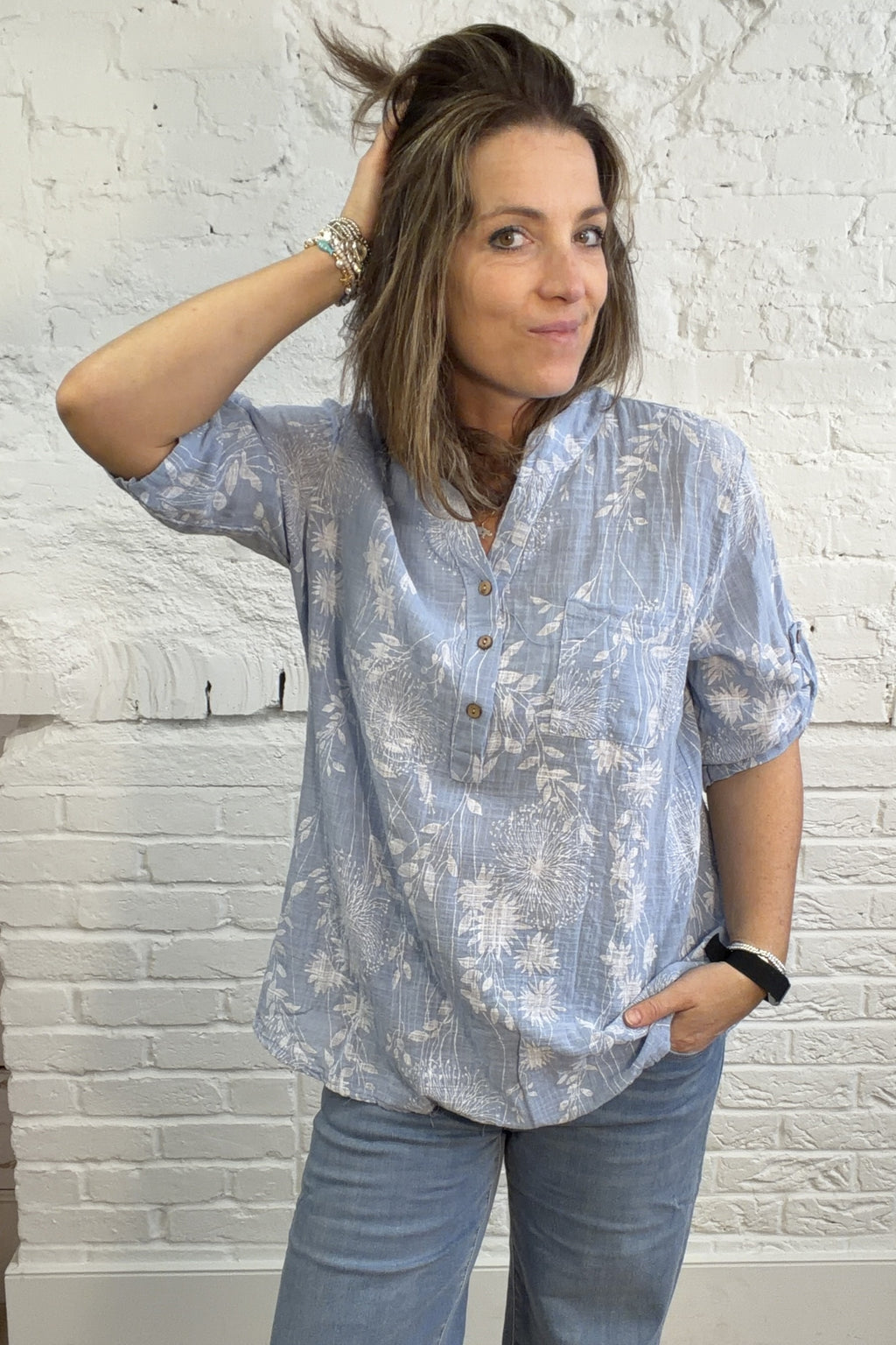 Dandelion Dream Roll-Sleeve Top