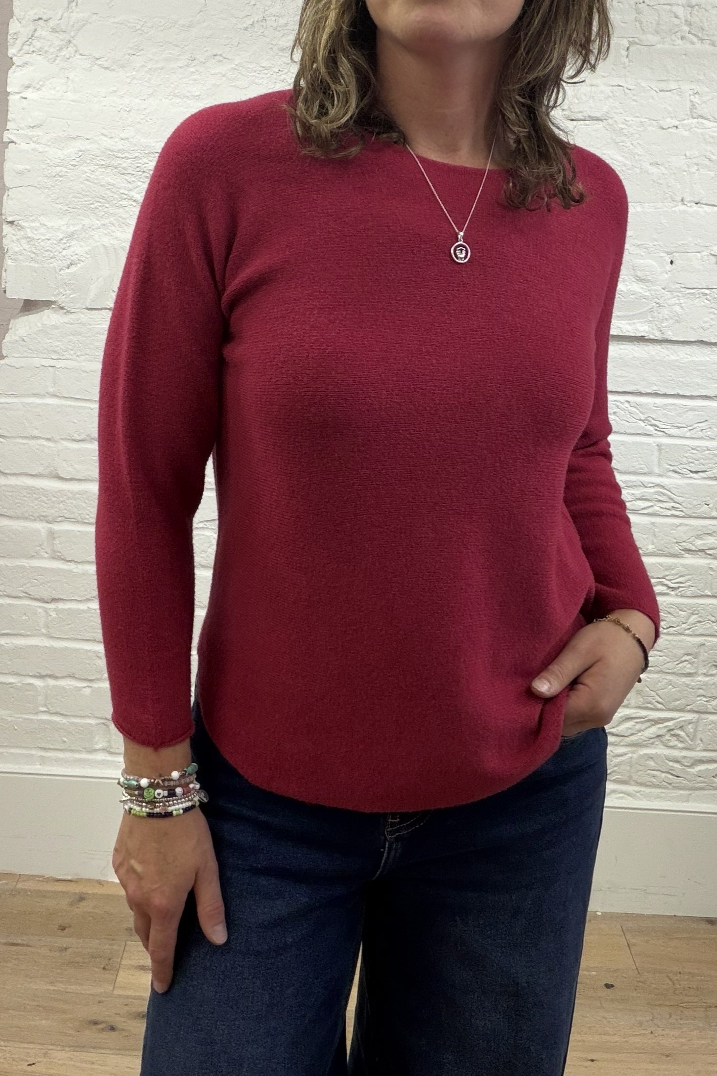 Phoebe Curved Hem Round Neck