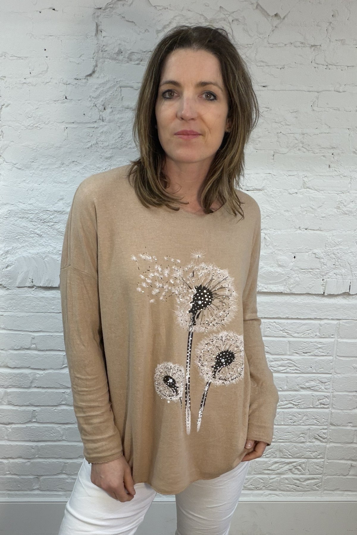 Weicher Strick mit Pusteblumen-Glitzer